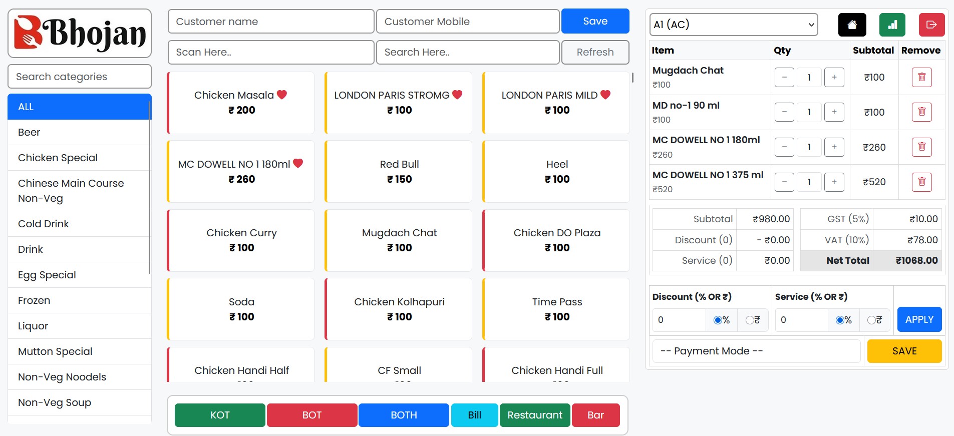 BHOJAN Dashboard Preview
